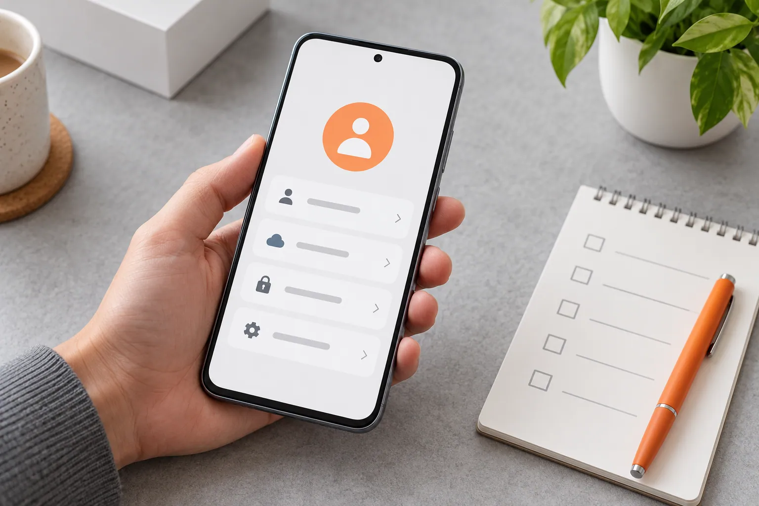 Person reviewing account settings on an Android phone before selling.