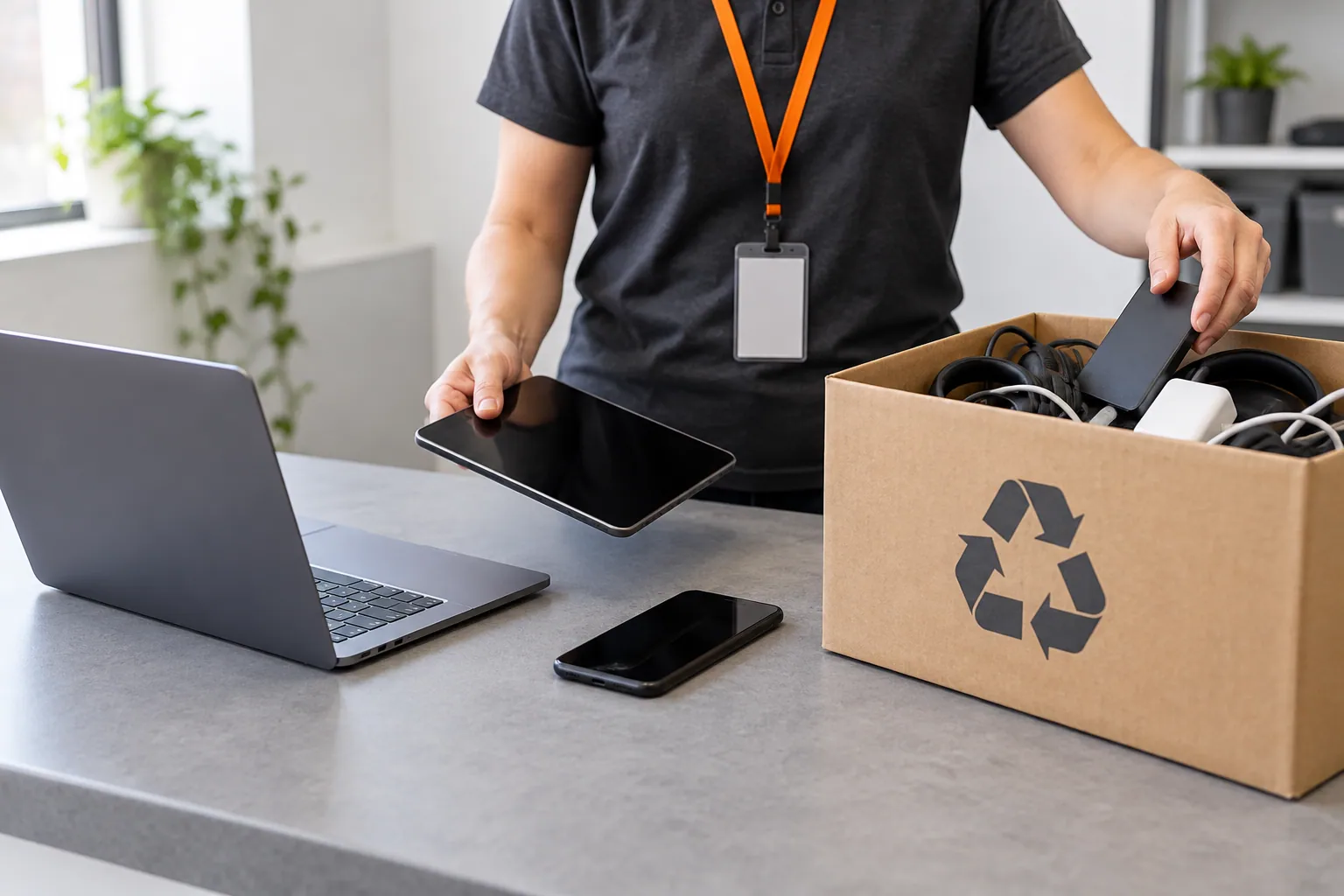 Used devices being assessed for reuse or recycling.